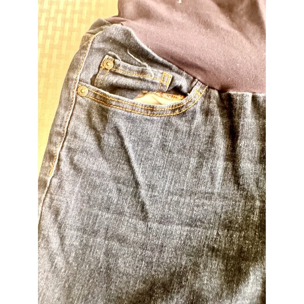 Indigo Blue Distressed Maternity Boyfriend Jeans Bundle 2 Pair Blue Size L